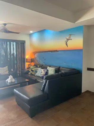 Interior with custom mural wall